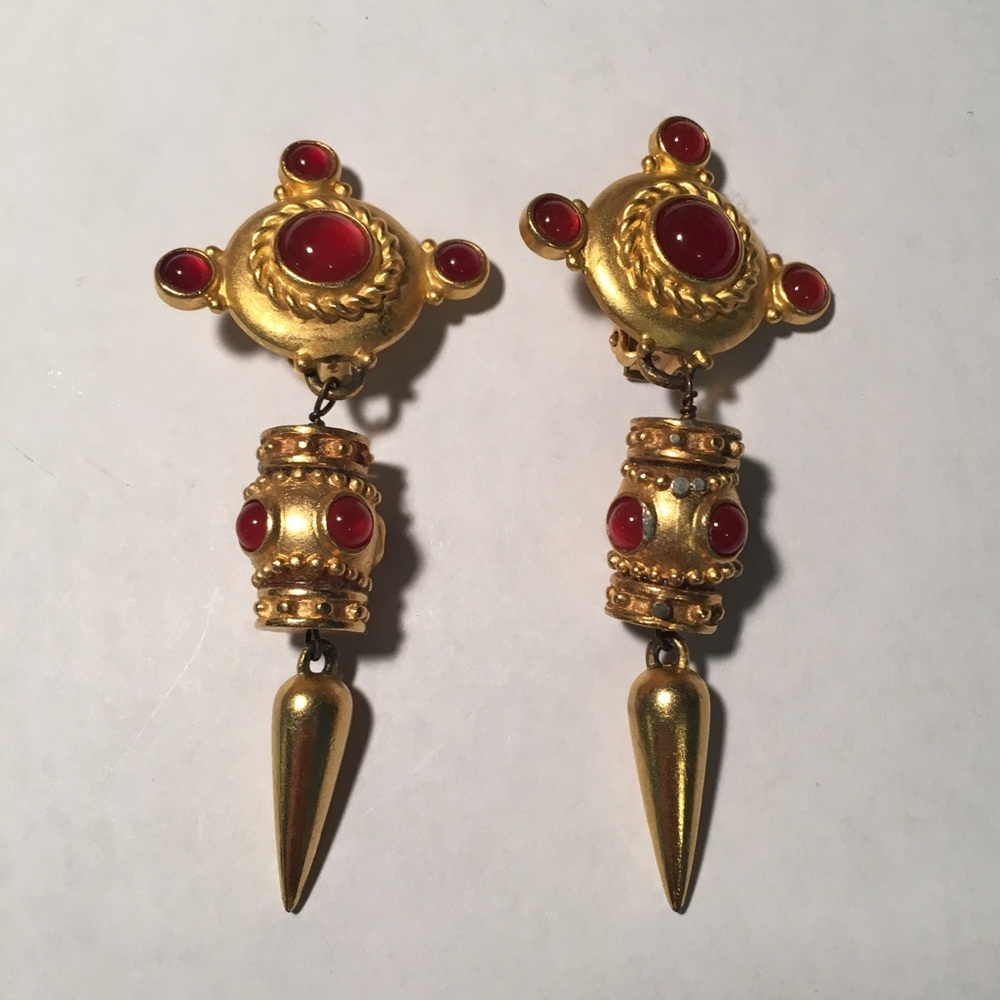 Gold Spiral Costume Clip On Earrings